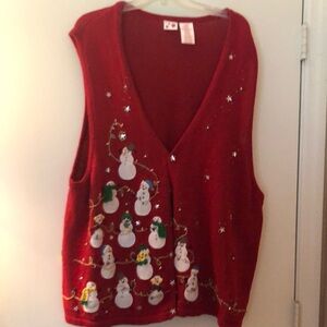 Festive Red Snowman Sweater Vest